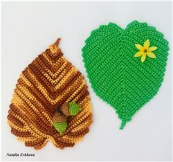 Crochet Pattern Coaster Leaf