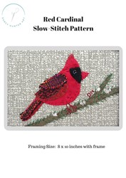 PDF Red Cardinal Textile Fabric Collage Pattern