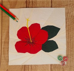 Hibiscus Tropical Flower  Quilt Block  FPP Pattern  