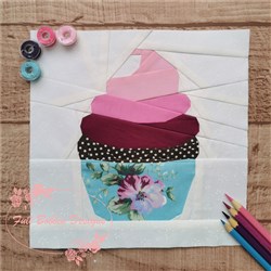 Triple Swirl Cupcake Quilt Block  FPP Pattern  