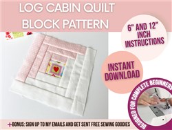 Log Cabin Quilt Block PDF Sewing Pattern