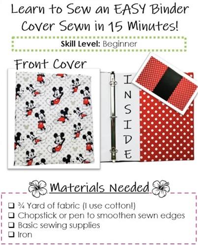 Three Ring Binder Fabric Cover PDF Sewing Pattern