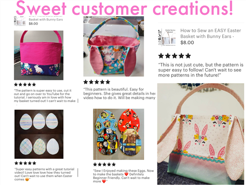 Bunny Ear Easter Basket PDF Sewing Pattern