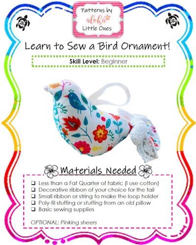 Partridge Bird Ornament PDF Sewing Pattern