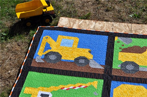Construction Vehicles Twin Size Quilt Pattern