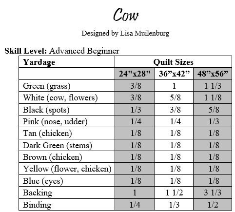 Cow Quilt Pattern