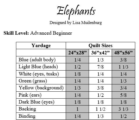 Elephant Baby Quilt Pattern