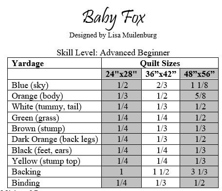 Baby Fox Quilt Pattern
