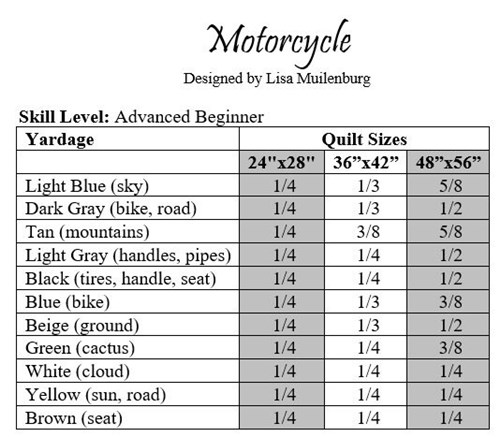 Motorcycle Quilt Pattern