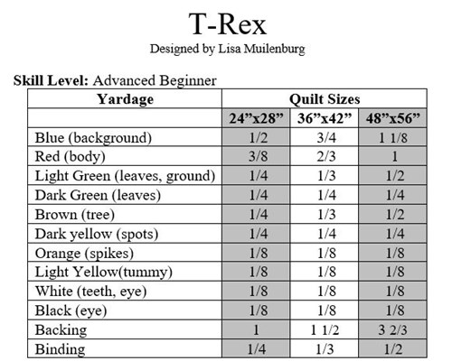 T-Rex Quilt Pattern