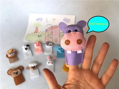 Hippopotamus Finger Puppet PDF Sewing Pattern