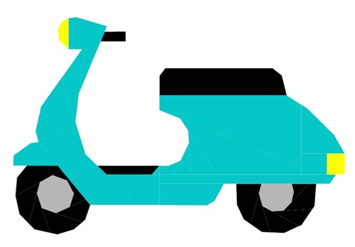 Vespa Scooter Quilt Block  FPP Pattern