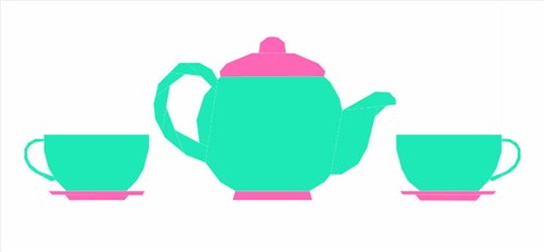 Teacups &Teapot  Quilt Block  FPP Pattern