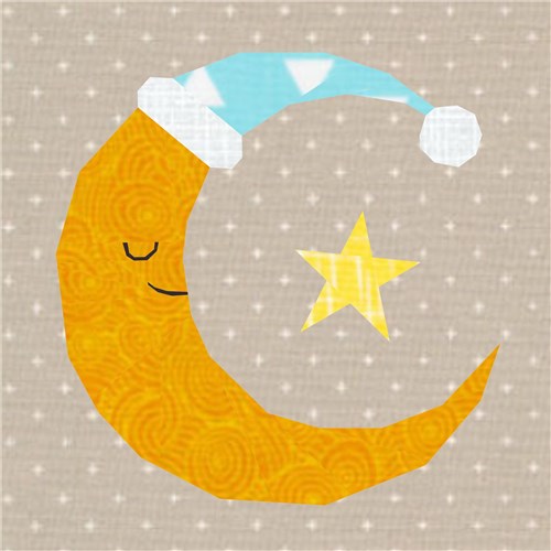 Bedtime Moon Quilt Block  FPP Pattern