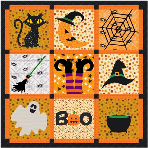 Cauldron Halloween Quilt Block  FPP Pattern