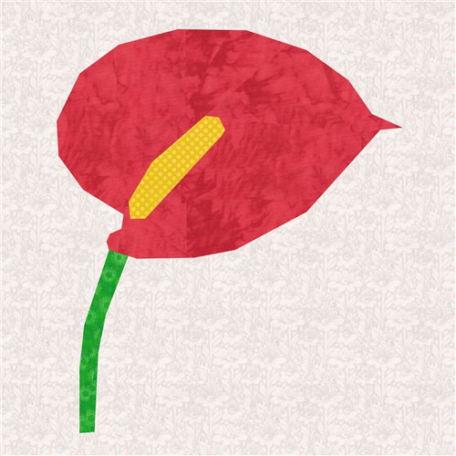 Anthurium Flower Quilt Block  FPP Pattern