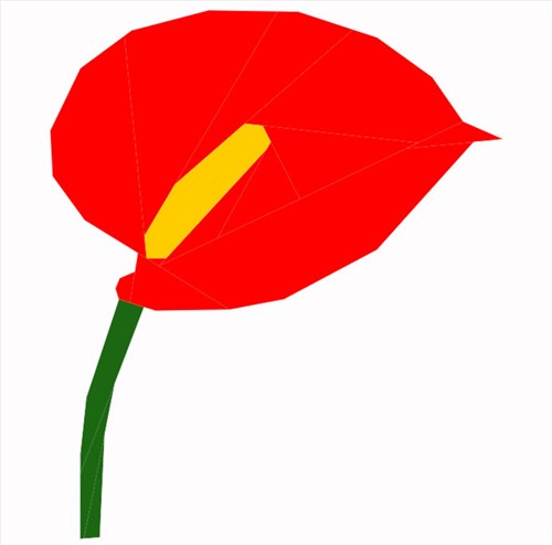 Anthurium Flower Quilt Block  FPP Pattern