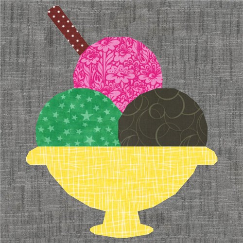 Ice Cream Sundae Quilt Block  FPP Pattern