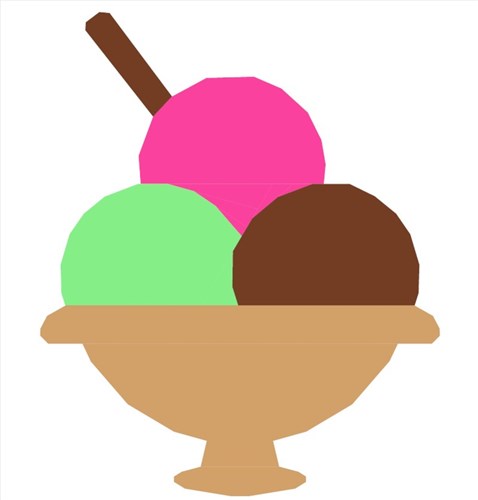 Ice Cream Sundae Quilt Block  FPP Pattern