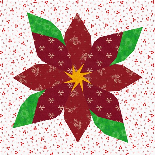 Poinsettia Quilt Block  FPP Pattern