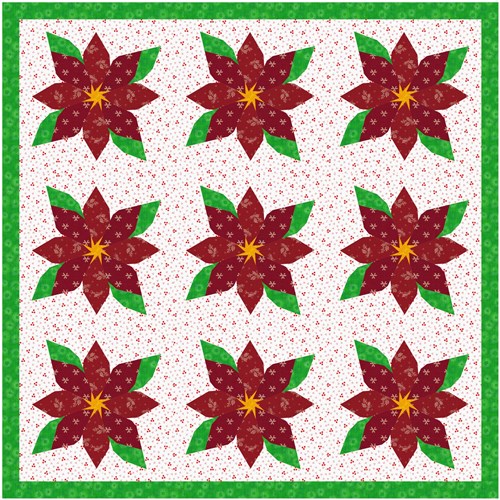 Poinsettia Quilt Block  FPP Pattern