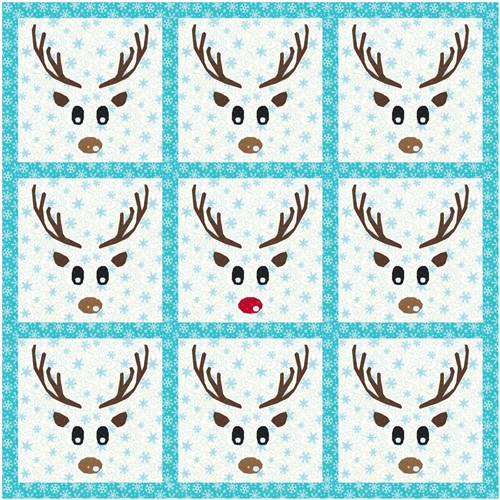 Red Nosed Reindeer Quilt Block  FPP Pattern