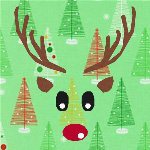 Red Nosed Reindeer Quilt Block  FPP Pattern