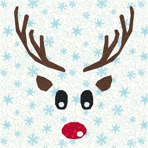 Red Nosed Reindeer Quilt Block  FPP Pattern