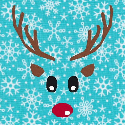 Red Nosed Reindeer Quilt Block  FPP Pattern