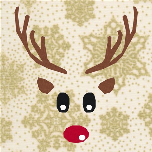 Red Nosed Reindeer Quilt Block  FPP Pattern