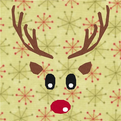 Red Nosed Reindeer Quilt Block  FPP Pattern