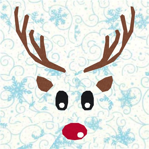 Red Nosed Reindeer Quilt Block  FPP Pattern
