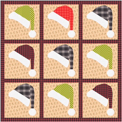 Santa's Hat Quilt Block  FPP Pattern