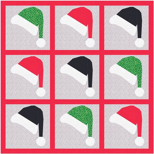 Santa's Hat Quilt Block  FPP Pattern