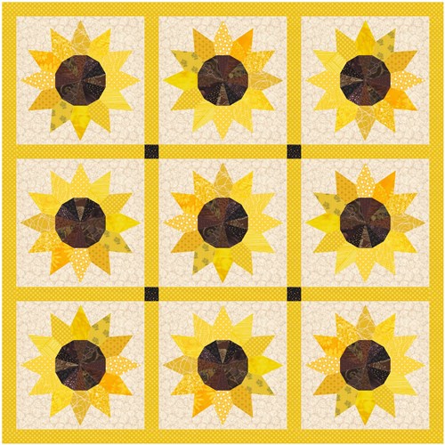 Sunflower  Quilt Block  FPP Pattern