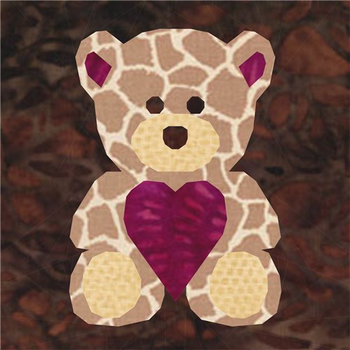 Teddy Bear Love  Quilt Block  FPP Pattern