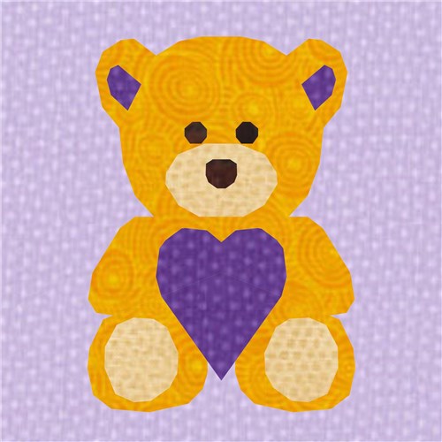 Teddy Bear Love  Quilt Block  FPP Pattern