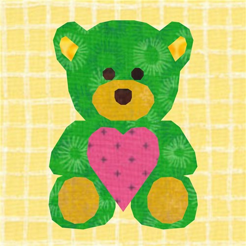 Teddy Bear Love  Quilt Block  FPP Pattern