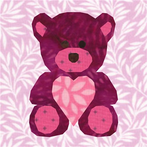 Teddy Bear Love  Quilt Block  FPP Pattern