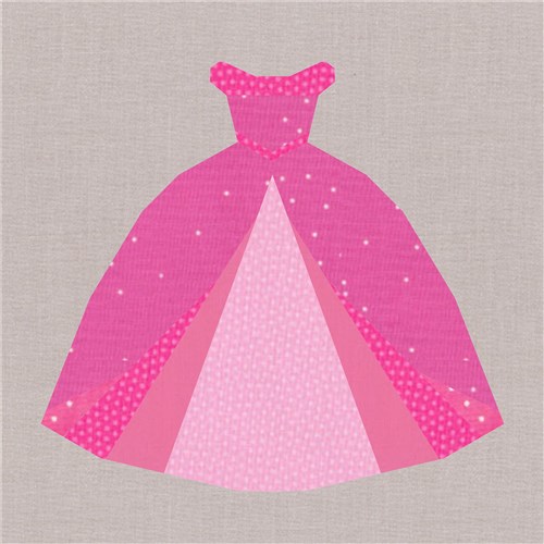 You Shall go to the Ball Ballgown Princess  Quilt Block  FPP Pattern