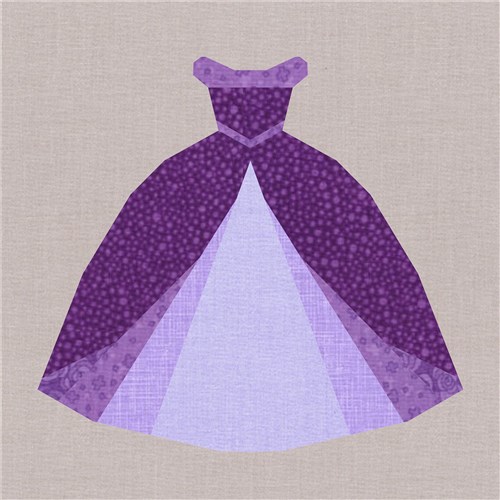 You Shall go to the Ball Ballgown Princess  Quilt Block  FPP Pattern
