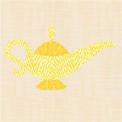 Three Wishes Genie Lamp  Quilt Block  FPP Pattern