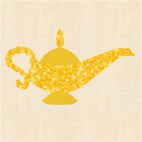 Three Wishes Genie Lamp  Quilt Block  FPP Pattern