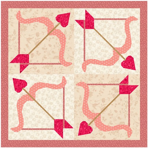 Cupids Bow Valentine  Quilt Block  FPP Pattern