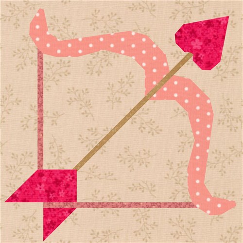 Cupids Bow Valentine  Quilt Block  FPP Pattern