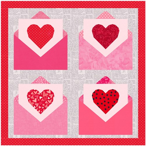 Love Letter Valentine  Quilt Block  FPP Pattern