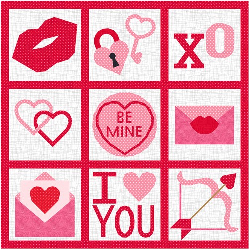 Sealed with a Kiss Valentine  Quilt Block  FPP Pattern
