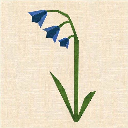Bluebell Flower Quilt Block  FPP Pattern