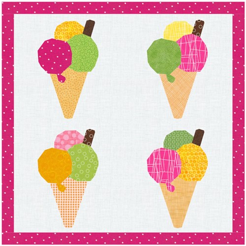 Triple Scoop Ice Cream Quilt Block  FPP Pattern