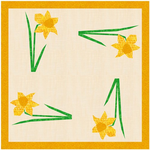Daffodil Flower Quilt Block  FPP Pattern